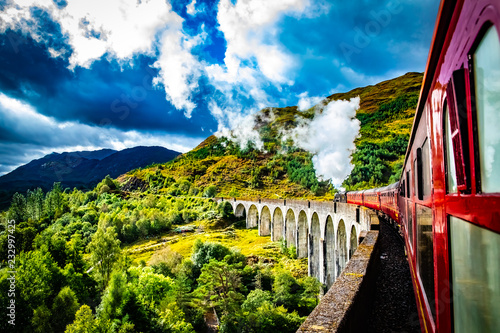 Glenfinnan Railway Viaduct with train photo