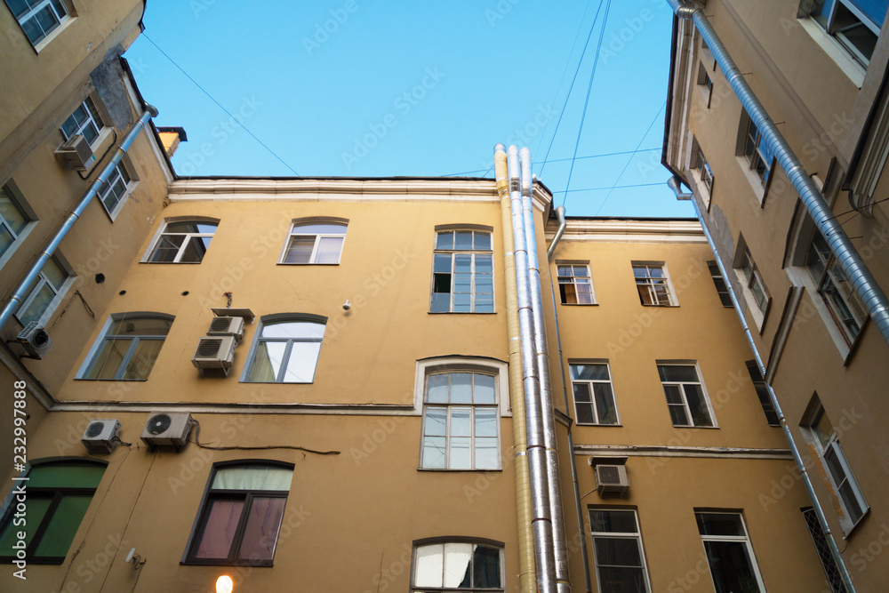 City courtyard built in shape of a well in St. Petersburg.