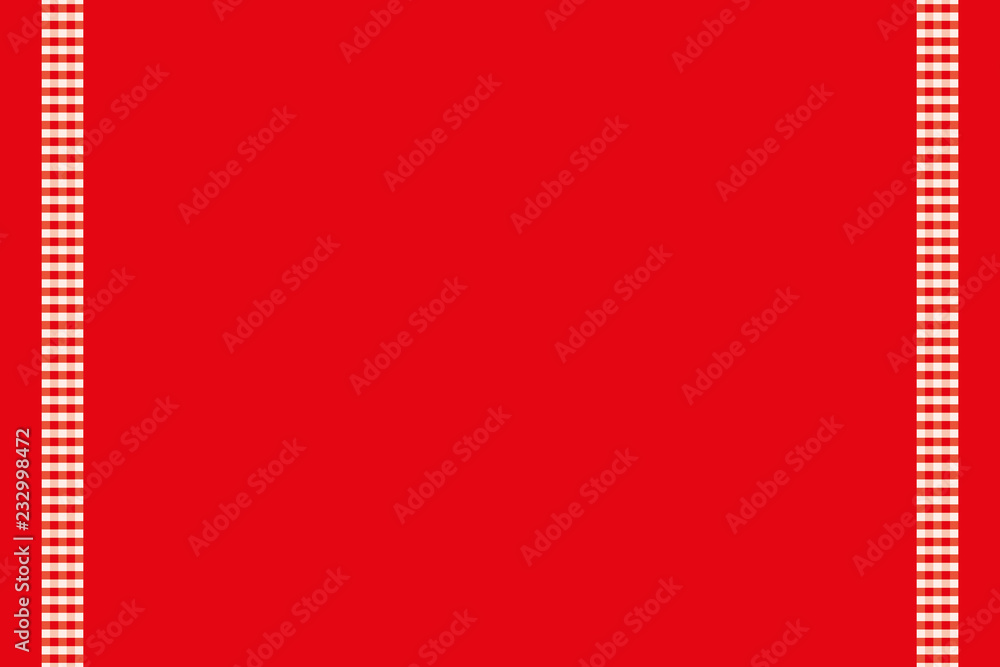 red background with checkered stripes in white and red
