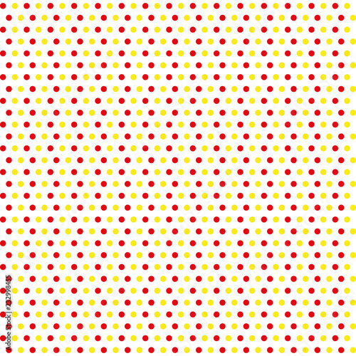 seamless background of red and yellow polka dots on white