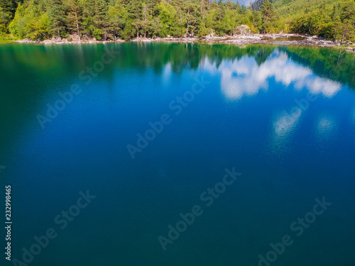 Baduk lakes from the height of the quadrocopter in summer, Alpine lakes among the mountains with forest © dmitriydanilov62