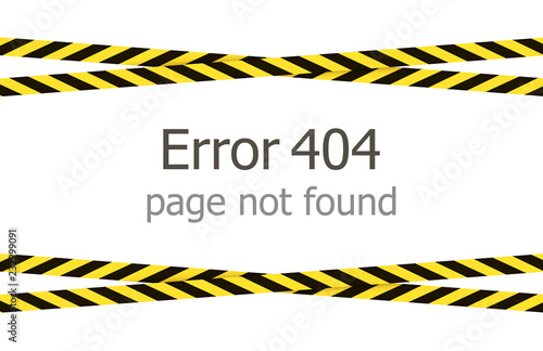 Vector 404 Error Page Template, Under Construction Crossed Ribbons.