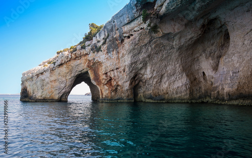 Famous blue caves at Zante island (Zakynthos), Greece, Europe.