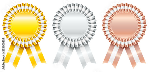Gold/Silver/Bronze Award Badges Ribbon Stripe