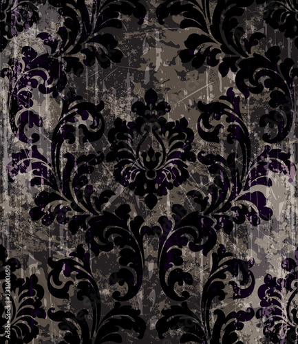 Vintage baroque ornamented background Vector. Royal luxury texture. Elegant decor design with old grunge effects dark colors
