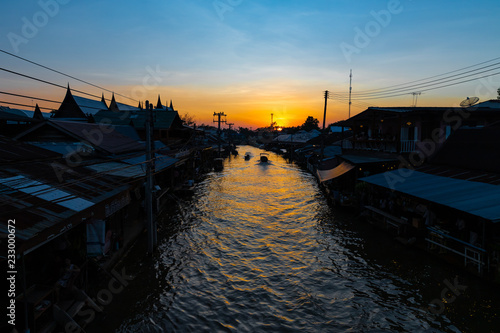 Amphawa floating market at sunset, The most famous of floating market in Thailand, 3-November-2018, Amphawa ,Samutsongkhram, Thailand