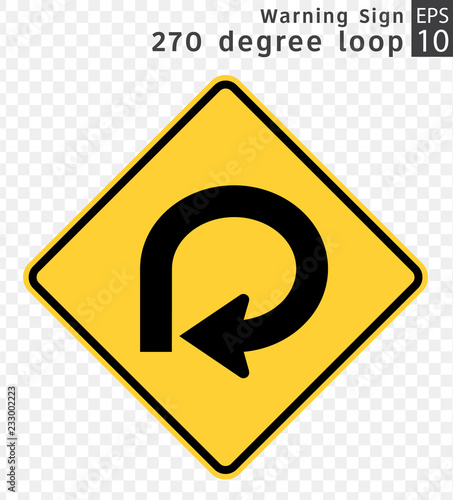 Road Sign. Warning. 270 degree loop. Vector Illustration on Transparent Background Free Download Road Sign. Warning. 270 degree loop. Vector Illustration on Transparent Background - GFXLoad