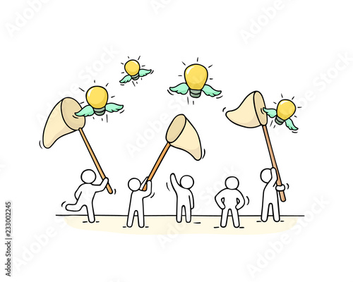  people with flying lamp ideas.