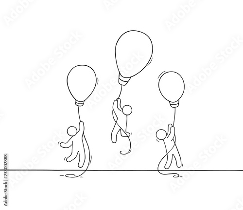 workers with flying lamp idea.