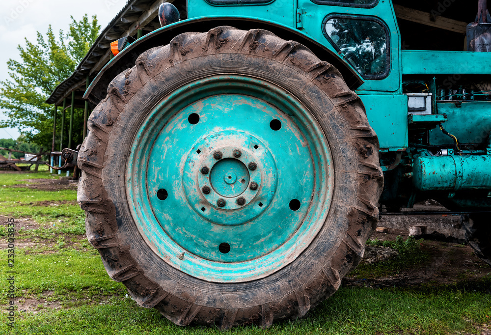 dirty tractor wheel