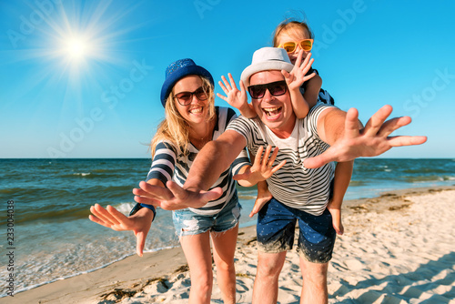 funny family on the beach