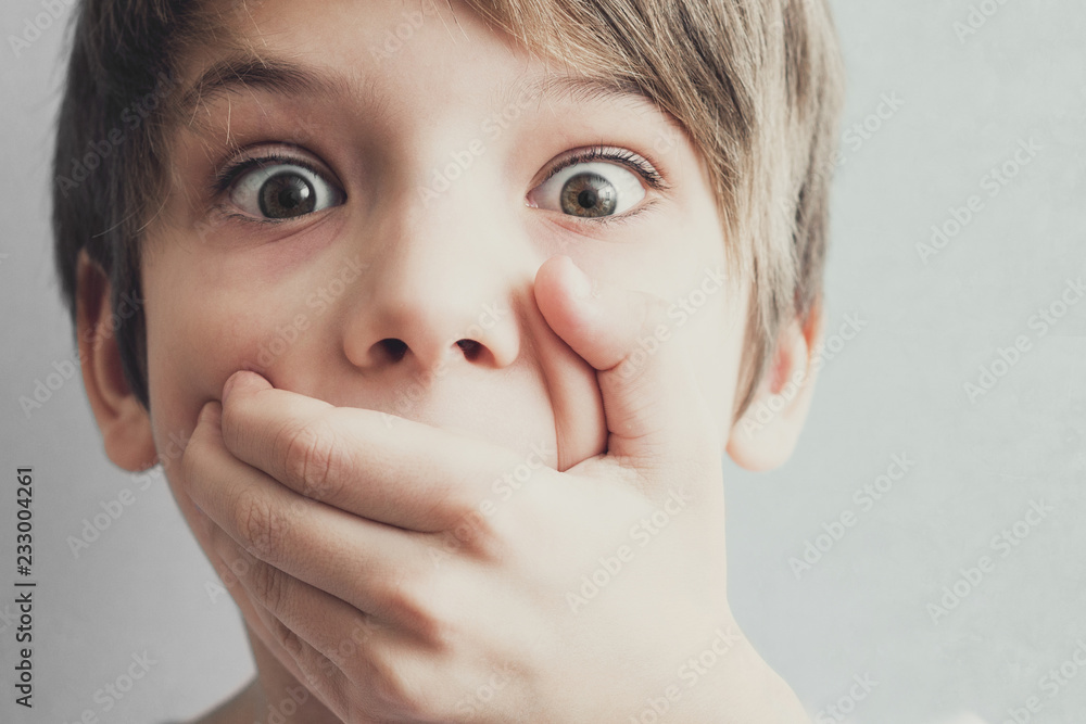 Portrait of frightened boy Portrait of frightened boy