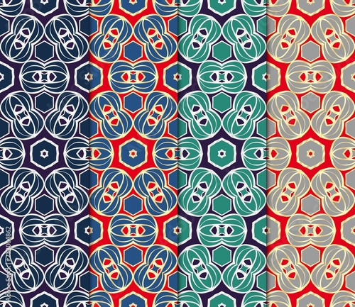 Set of Pattern of abstract geometric flowers. Seamless vector illustration. for design greeting cards, backgrounds, wallpaper, interior design. tribal ethnic arabic, fashion decorative ornament
