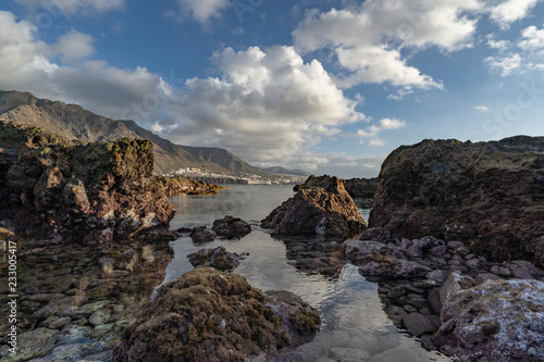 Scenic landscapes of natural pools in Punta del Hidalgo, Tenerife, Canary Islands, Spain