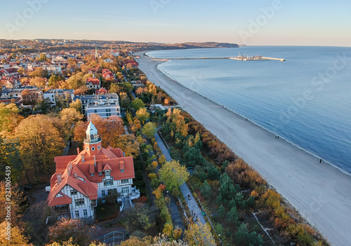 Aerial sea line landscape of Sopot