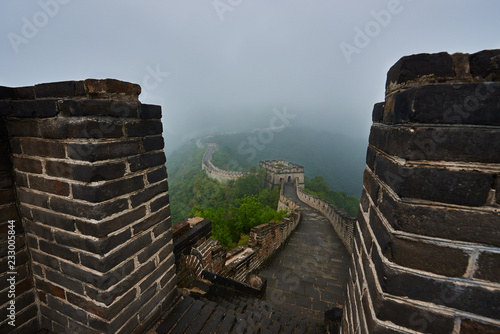 steps on the great wall in the mist  China
