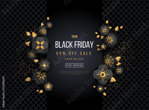 Fototapeta Naklejka Na Ścianę i Meble -  Black Friday Sale with Flowers