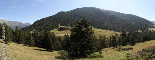Panoramic of Baqueira in summer through the Valley of Aran