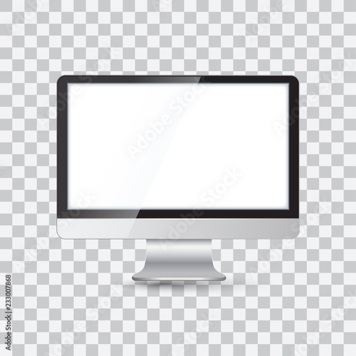 Mockup of realistic monitor. Realistic monitor and white screen laptop for easy editing