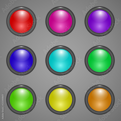 Free Download set of colorful transparent buttons with glass frames isolated on grey background  - GFXLoad