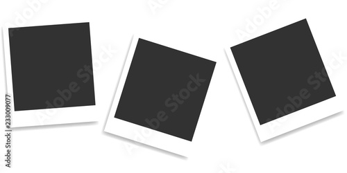 Composition of realistic black photo frames on light background. Mockups for design. Vector illustration