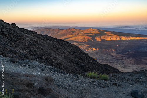 Teide's shadow over the island and over Grand Canaria at sunset