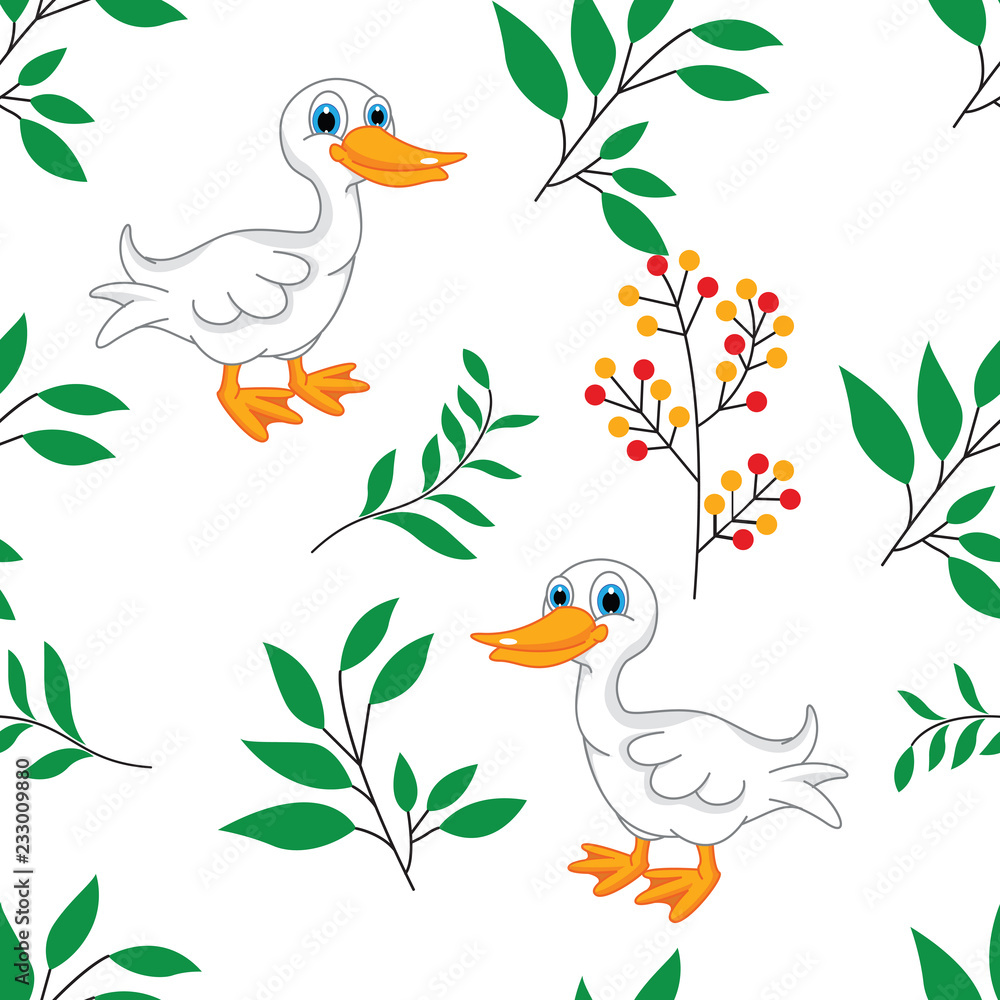 Obraz premium beautiful pattern with duck and leafs