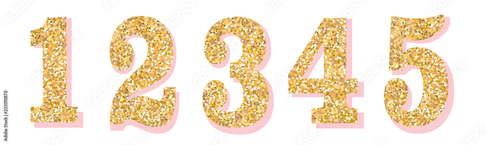 Glitter numbers with pink shadow. Part 1. For decoration of cute ...
