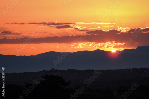 Colorful sunrise over the Dalmatian mountains near Zadar, Crotia © Menyhert