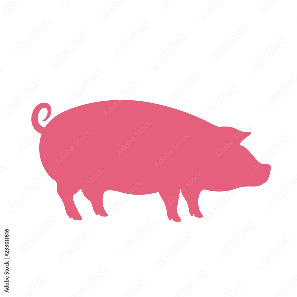 Pink pig vector icon Pink pig vector icon