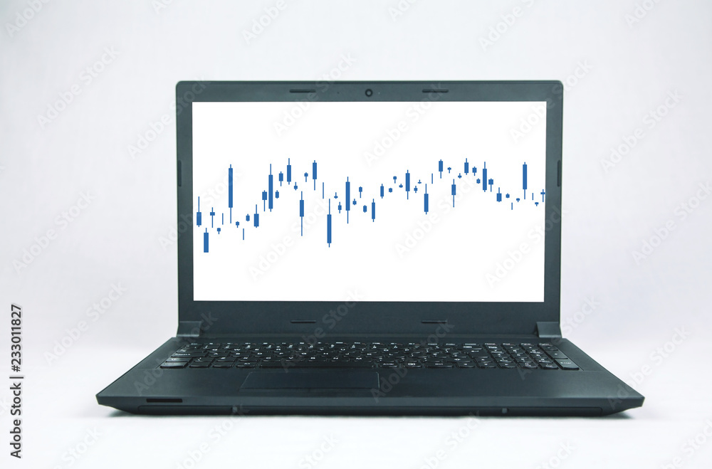 Stock investment graph on laptop screen. Investment and finance concept Stock investment graph on laptop screen. Investment and finance concept