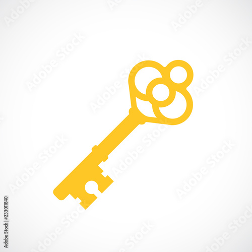 Gold key vector icon