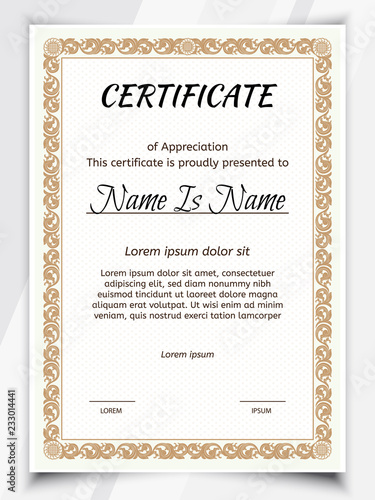 Certificate Potrait and Landscape. Template diploma border.
Award background Gift voucher.
