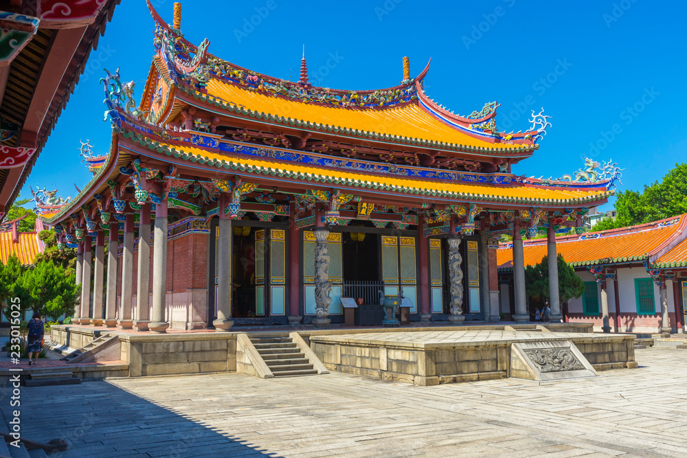 Taipei Confucius Temple and blue sky in Taipei, Taiwan.