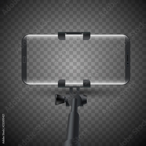 Vector illustration of Monopod Selfie stick with smartphone