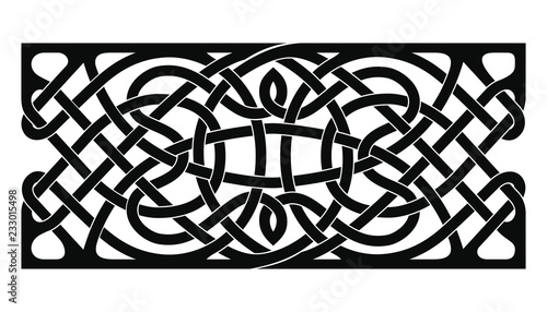 Celtic national ornament interlaced ribbon isolated on white background.