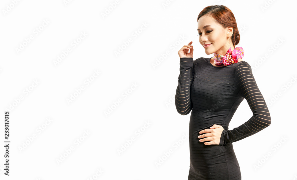 Smiling asian girl white background Smiling asian girl white background