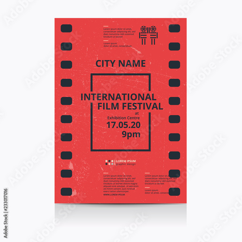 Cinema festival poster template. Vector illustration.