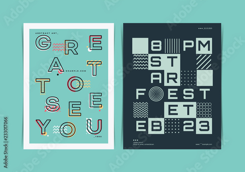 Flyer Layout with Disjointed text Typography. Vector illustration.