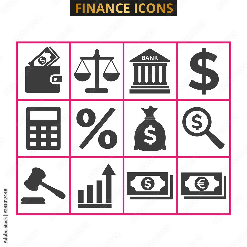 Finance icons set on white background. Finance icons set on white background.