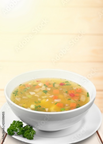 Vegetable soup isolated on a white background