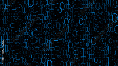 Background of zeros and ones in dark blue colors