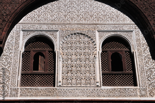 mashrabiya woodwork at madrasa Bou Inania, Meknes, Morocco photo