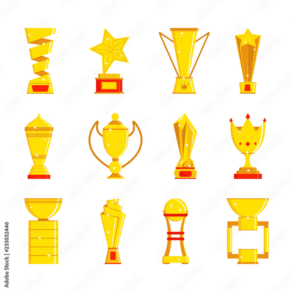 Vector illustration set of winner's cups isolated on white background. Vector illustration set of winner's cups isolated on white background.