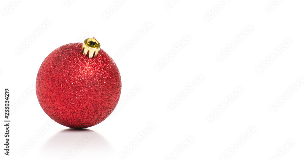 Christmas toys red ball on a white background isolation Christmas toys red ball on a white background isolation