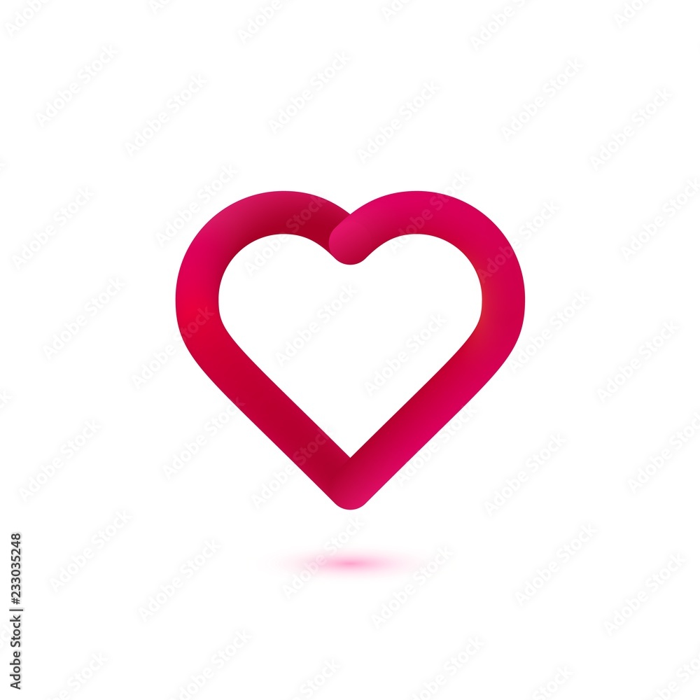 Red gradient heart vector logo. Abstract Happy Valentine s Day isolated logotype