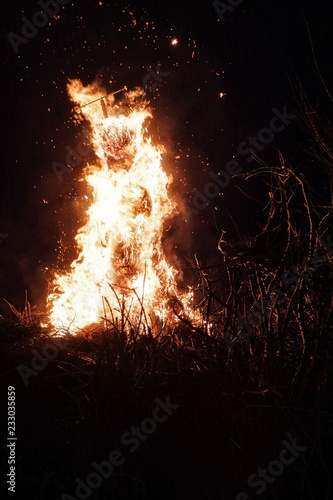 large bonfire at the busojaras event