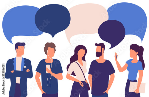 people with  speech bubbles.