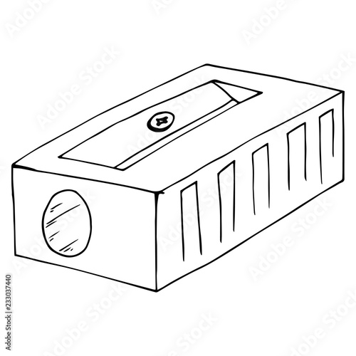 Pencil sharpener icon. Vector illustration of a pencil sharpener. Hand drawn pencil sharpener.
