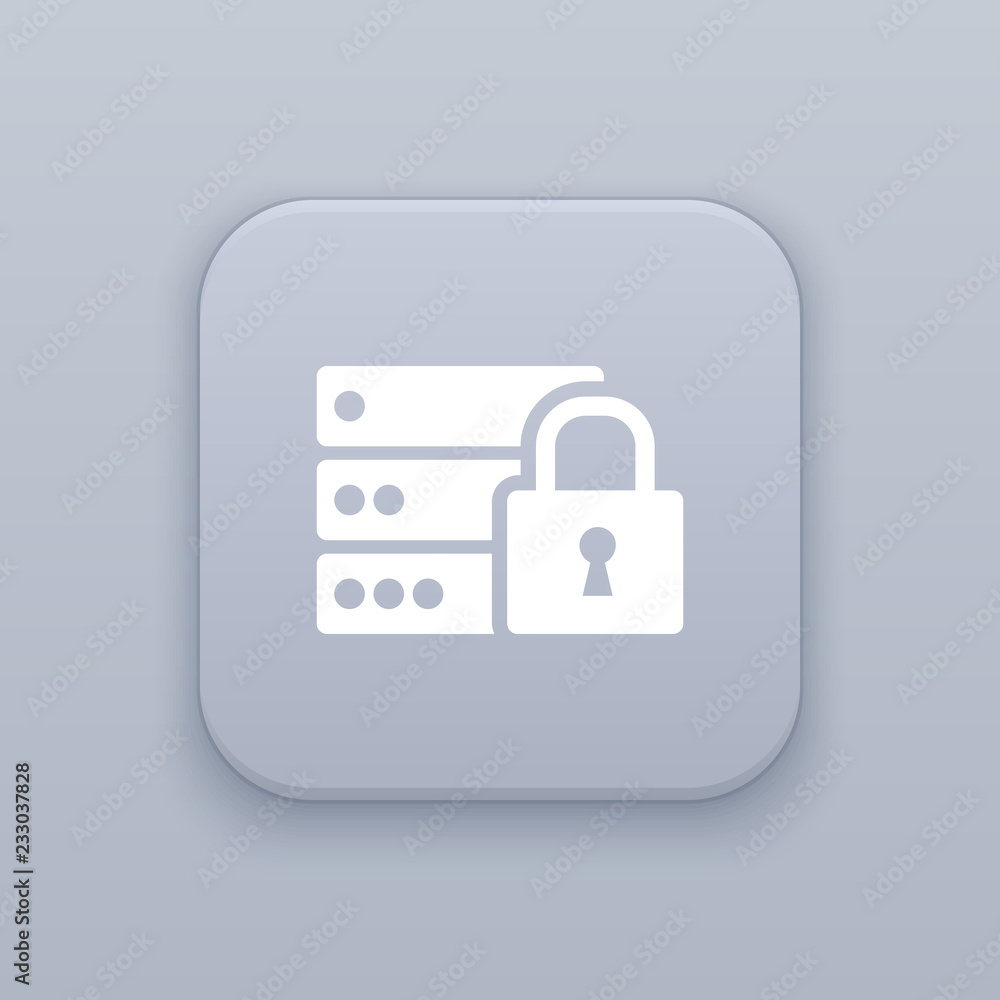 Server lock, safeguard gray vector button with white icon Server lock, safeguard gray vector button with white icon